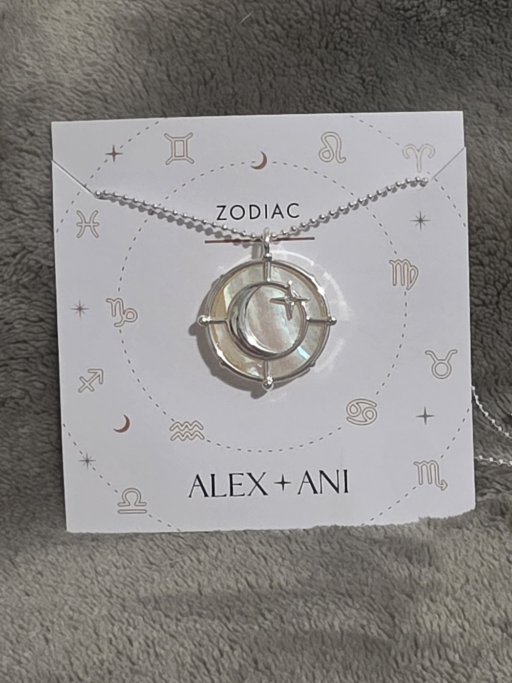 Alex and Ani Silver Moon & Iridescent Mother-of-Pearl Zodiac LIBRA Necklace